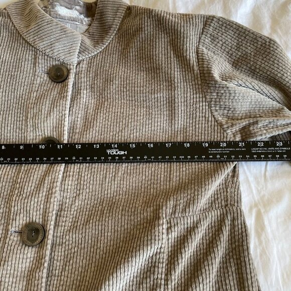 J Jill Corduroy Cardigan Jacket Womens Size M Gray Peplum Collared Button Front - Picture 10 of 11